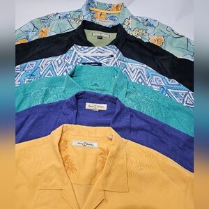 Lot of 6 Tommy Bahama Mens XL Button Up 100% Silk Hawaiian Floral Camp Shirts